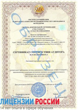 Образец сертификата соответствия аудитора №ST.RU.EXP.00006191-3 Чусовой Сертификат ISO 50001
